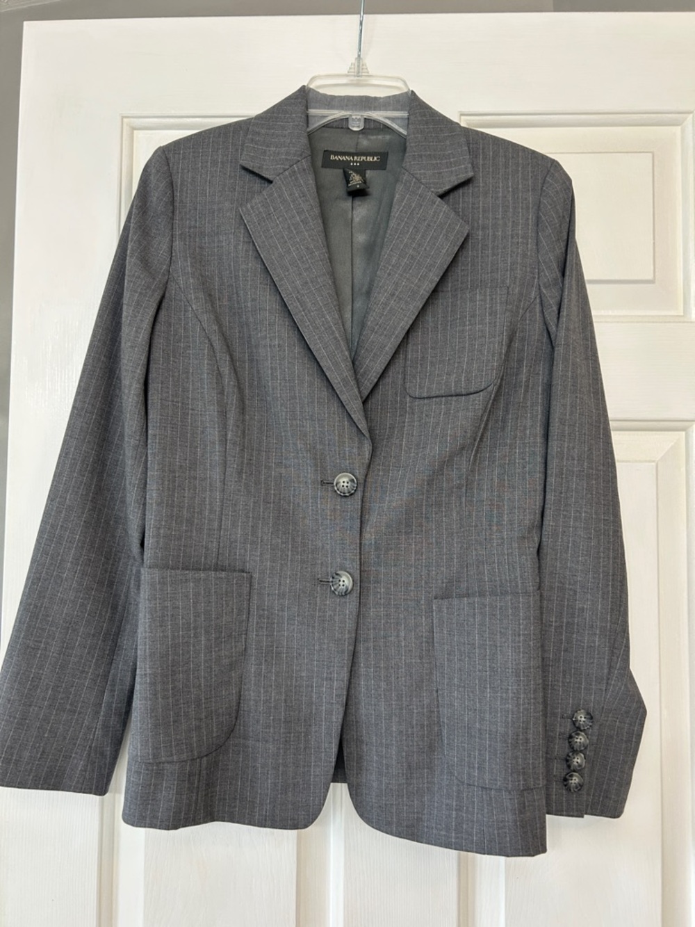 Banana Republic Women's Gray Pinstripe Suit Jacket
